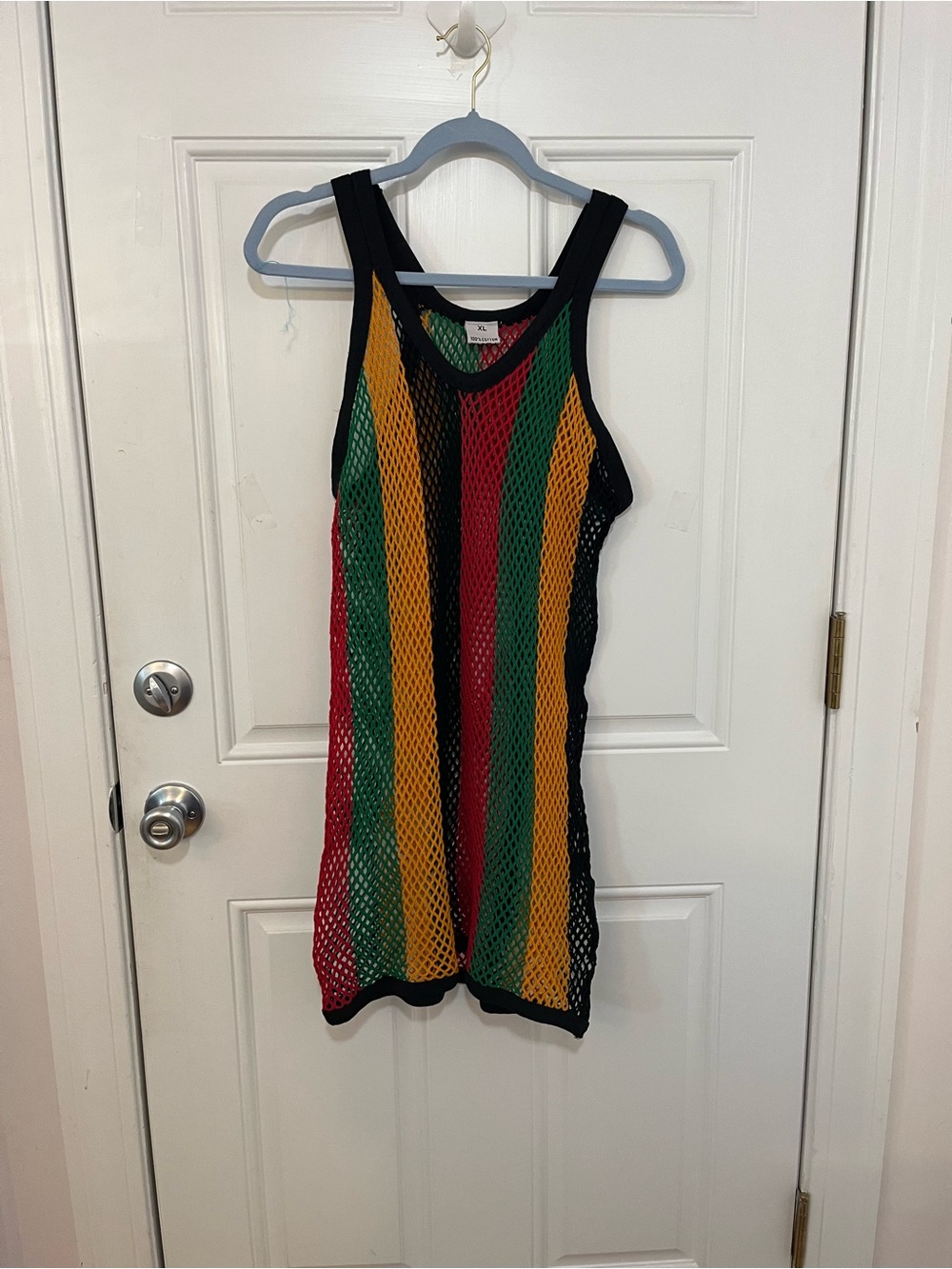 Women's Multicolor Mesh Tunic - mini Dress - 
Cover Up Red/Green/Yellow ONE LOVE